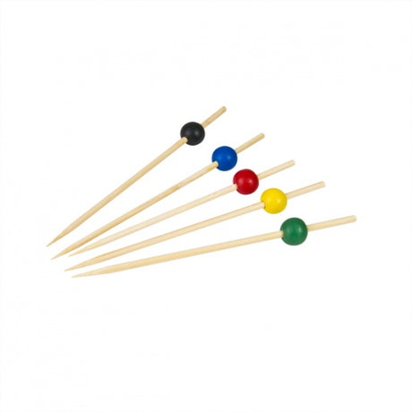 Bamboo Skewer-Assorted Coloured Balls | 125Mm | 100Pcs/Pack 