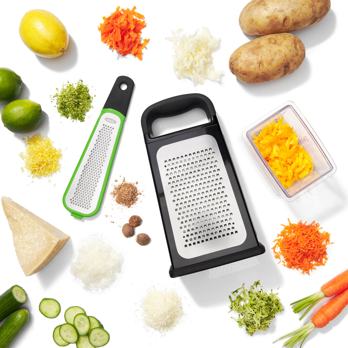 Etched Box Grater with Removeable Zester