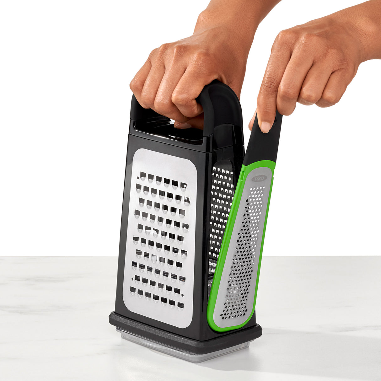 Etched Box Grater with Removeable Zester