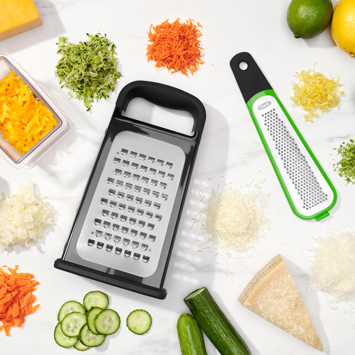 Etched Box Grater with Removeable Zester