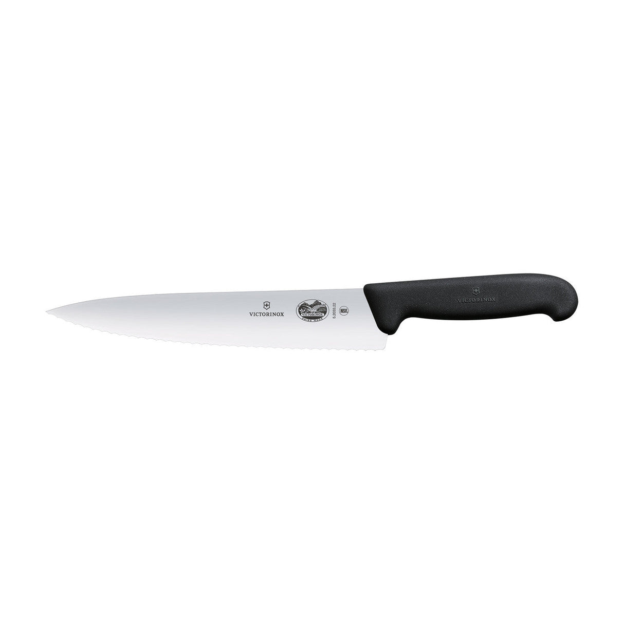 Victorinox Fibrox Cooks Carving Knife, Wavy Edge 19cm - Black