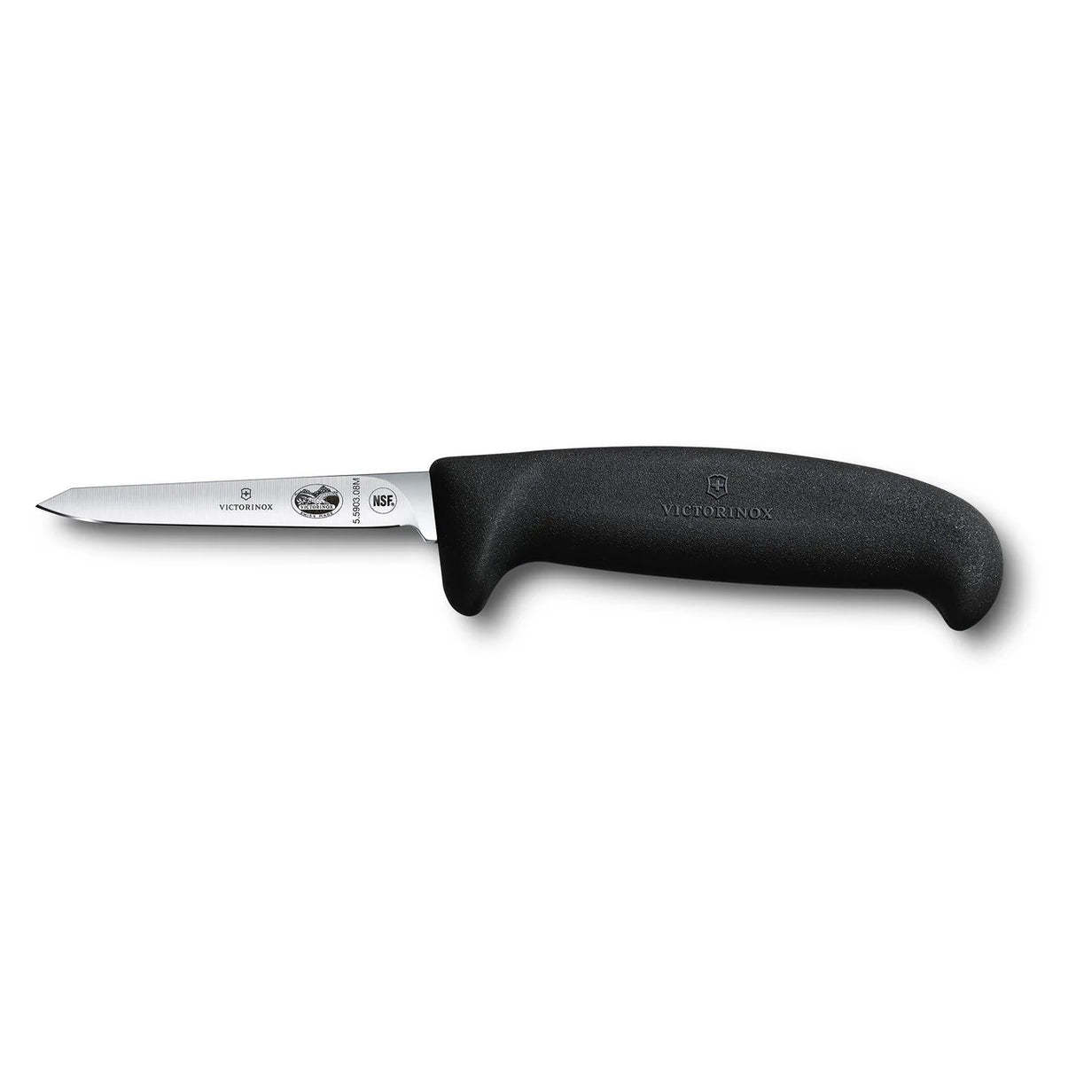 Poultry Knife, Medium Handle Extra Narrow Pointed 8cm - Black