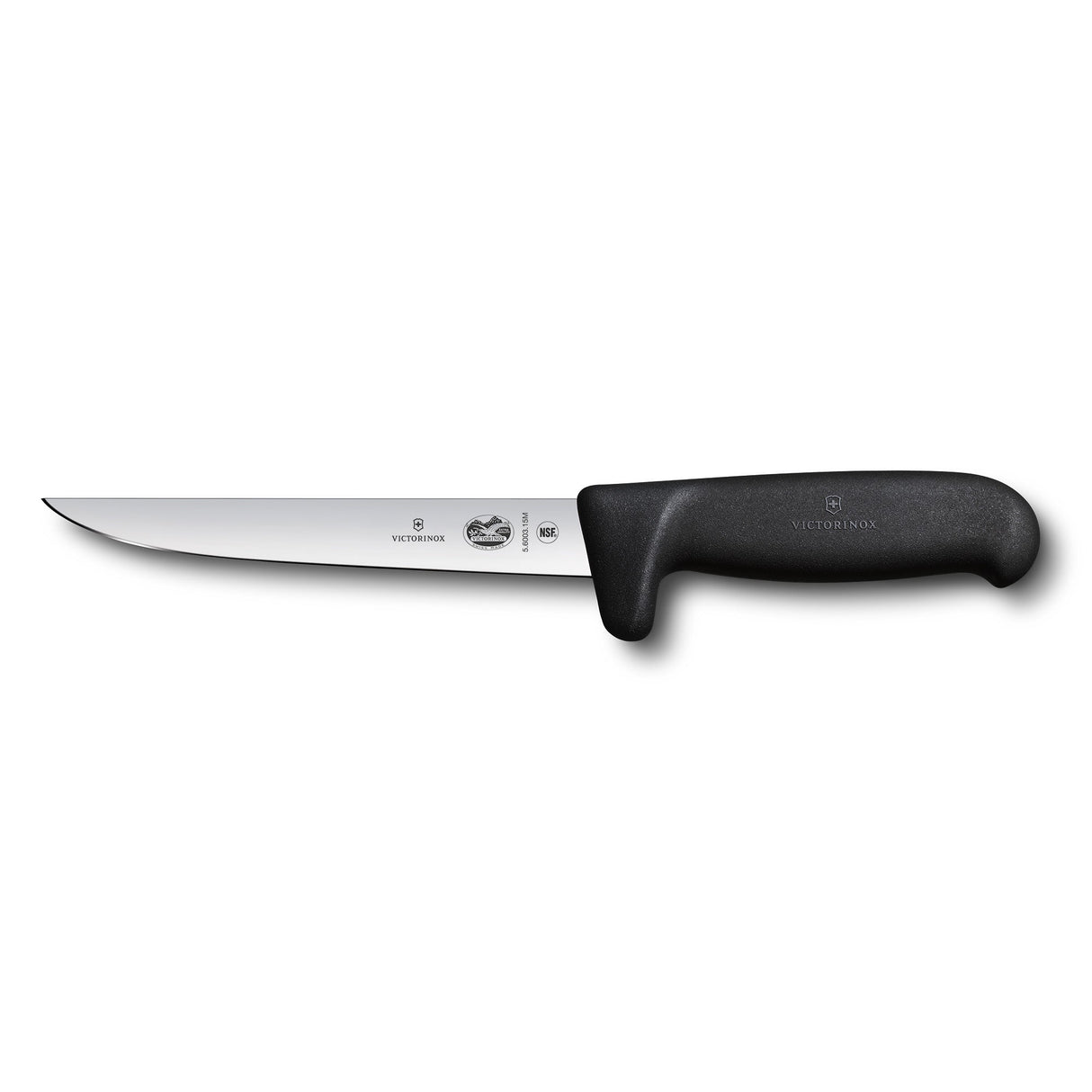 Victorinox Fibrox Boning Knife, Safety Grip, Wide 15cm - Black