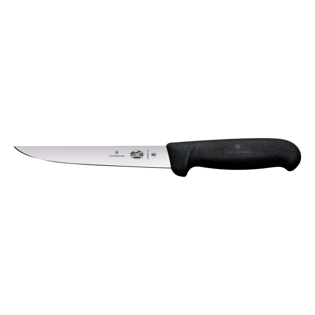 Victorinox Fibrox Boning Knife, Straight Wide 15cm - Black