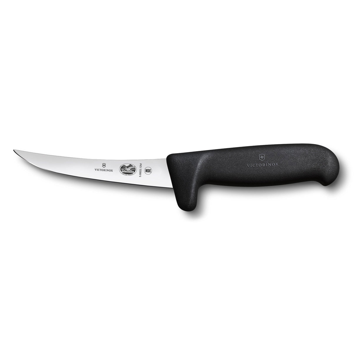 Victorinox Fibrox Boning Knife, Curved Safety Grip Narrow 12cm - Black