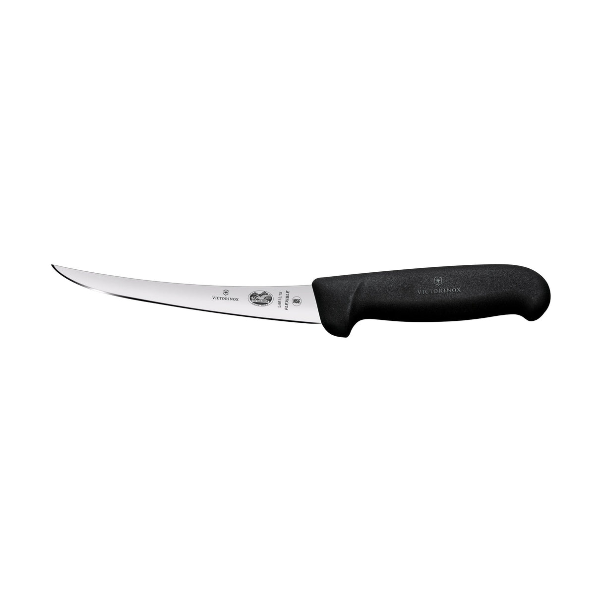 Victorinox Fibrox Boning Knife, Curved Flexible Narrow 15cm - Black