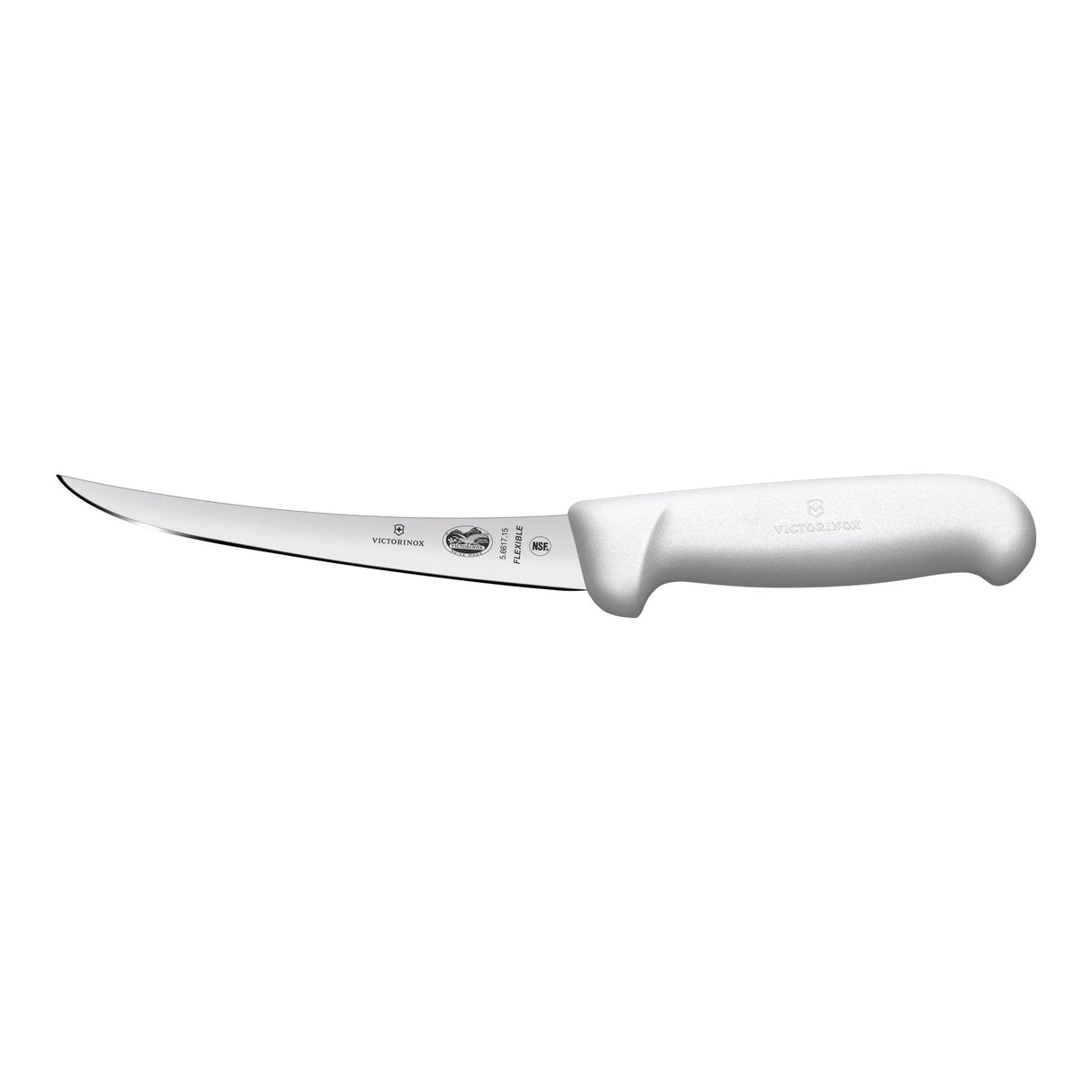 Victorinox Fibrox Boning Knife, Curved Flexible Narrow 15cm - White