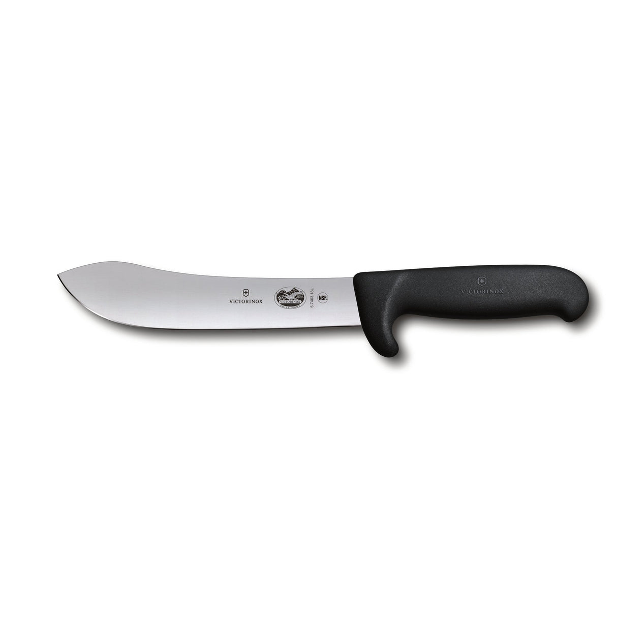 Victorinox Fibrox Slaughter and Butchers Knife, Safety Nose Wide Tip 18cm - Black