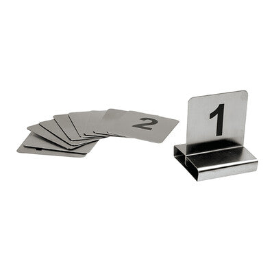 Trenton Flat Stainless Steel Restaurant Table Numbers (Multi-Size Sets 1-100)