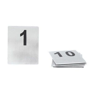 Trenton Flat Stainless Steel Restaurant Table Numbers (Multi-Size Sets 1-100)