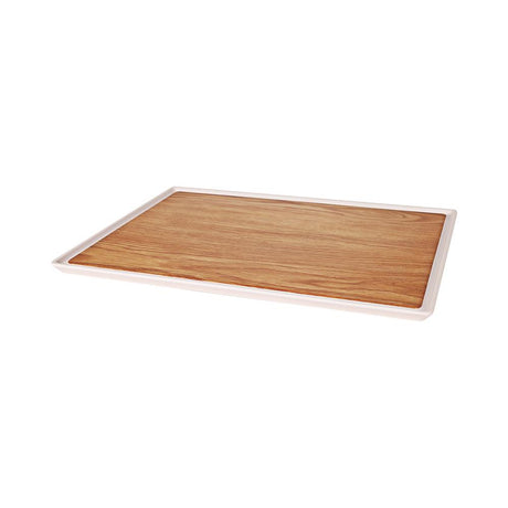 Zicco Melamine Contempo Rect Anti-Slip Tray Oak 400X300X15Mm