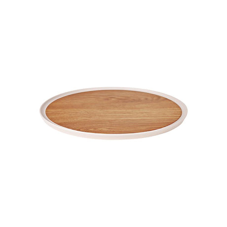 Zicco Melamine Contempo Round Anti-Slip Tray Oak 354X15