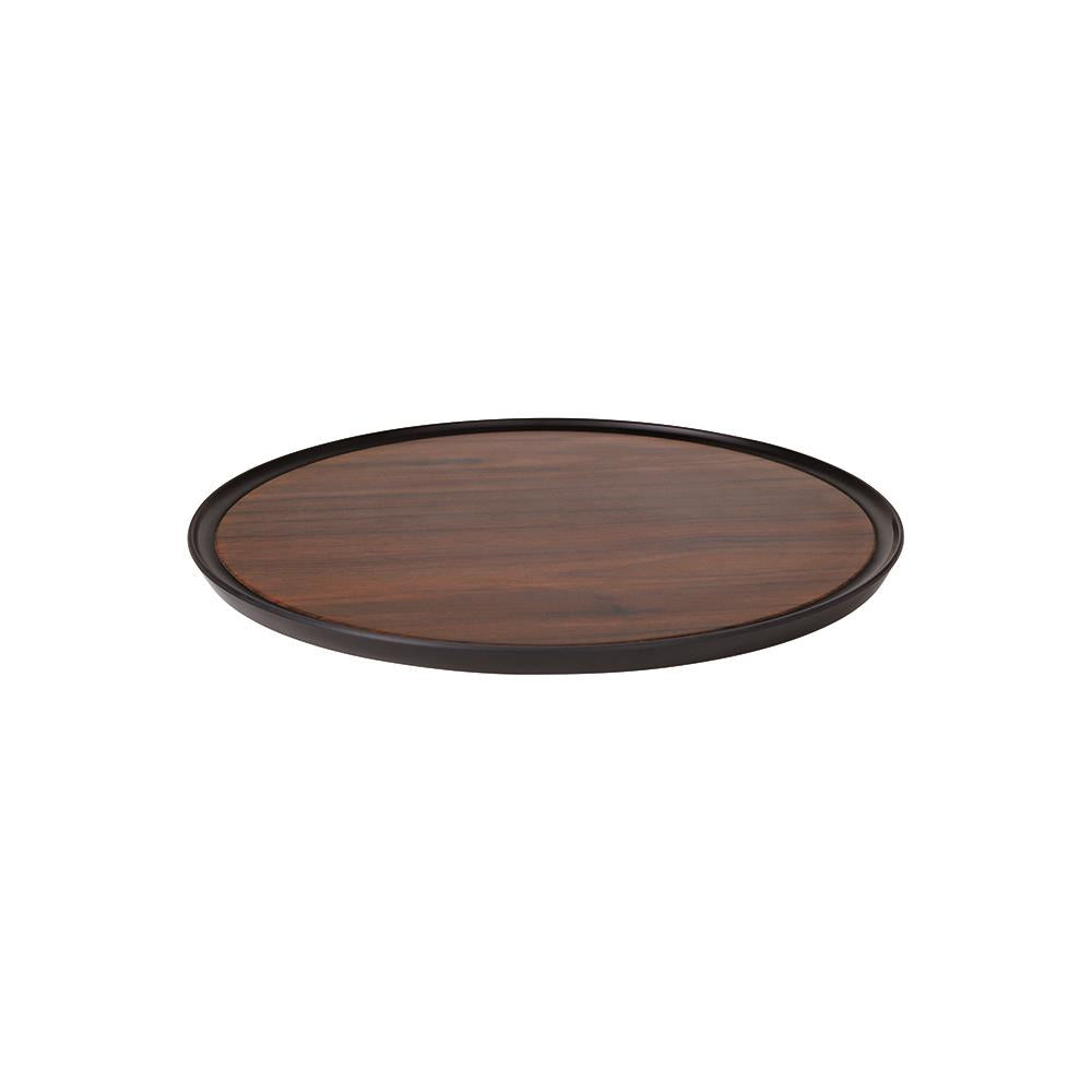Zicco Melamine Contempo Round Anti-Slip Tray Oak 405x15 (Sold in sets of 5)