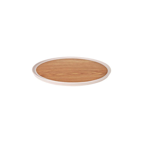 Zicco Melamine Contempo Round Anti-Slip Tray Oak 304X15