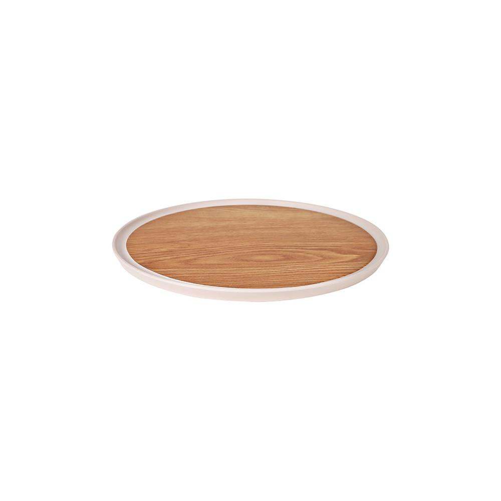 Zicco Melamine Contempo Round Anti-Slip Tray Oak 405x15 (Sold in sets of 5)