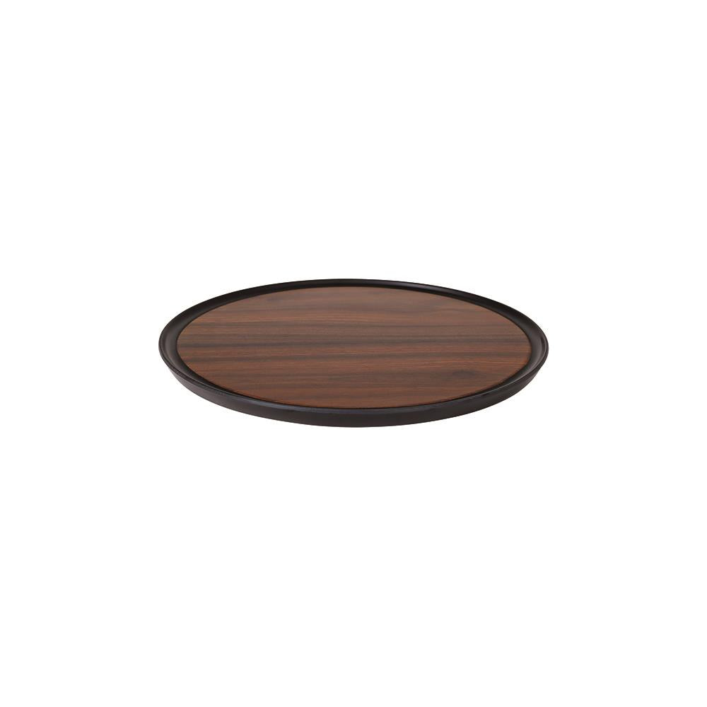 Zicco Melamine Contempo Round Anti-Slip Tray Oak 405x15 (Sold in sets of 5)