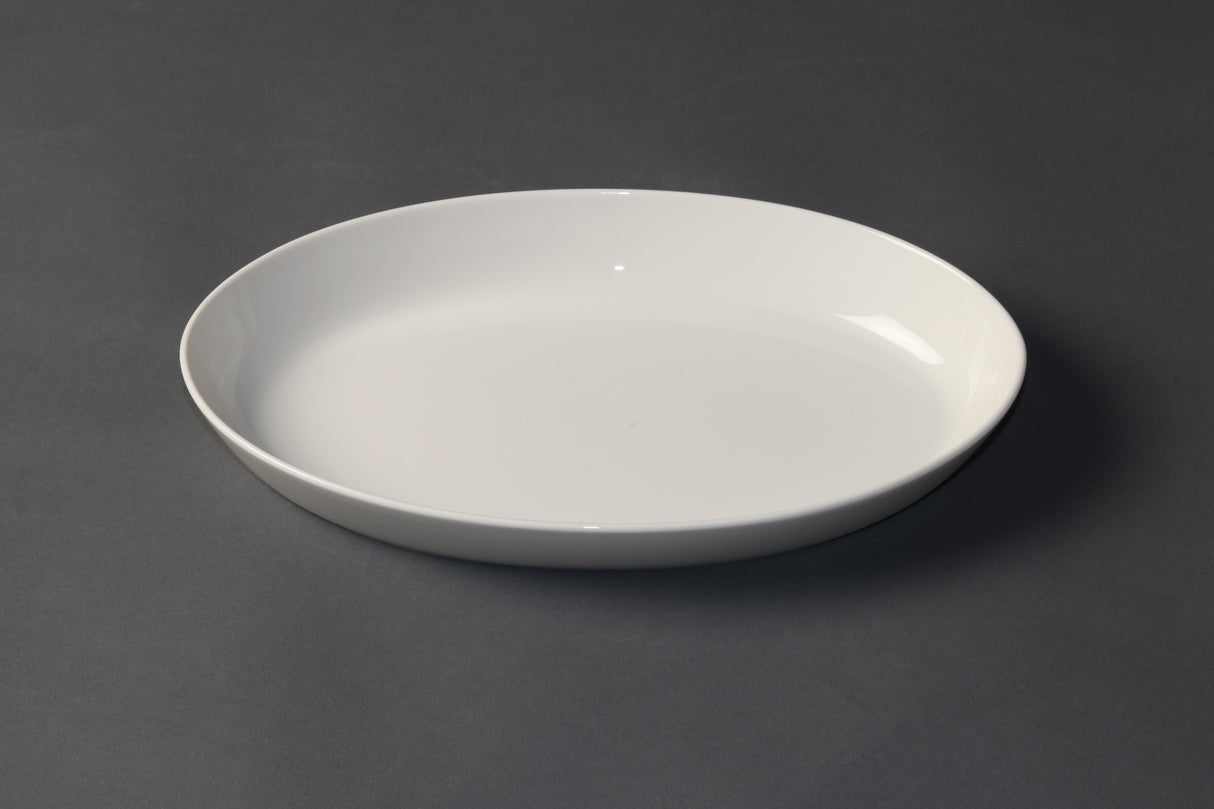 White Album Oval Plate Flared 285X180X40Mm (U3217)