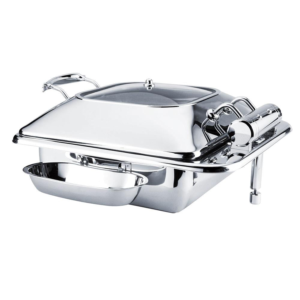 Chef Inox Deluxe Rect Chafer W/Glass Lid S/S 2/3 Size
