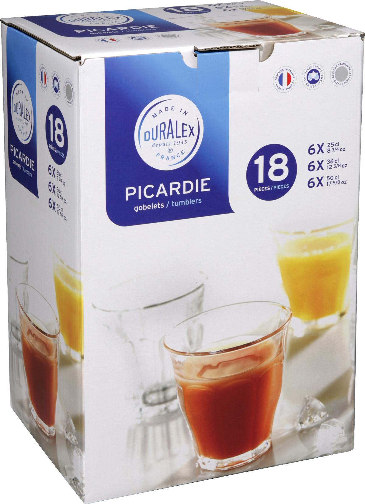 Duralex Picardie Tumbler Set 18Pc Clear (9032As18) Set of 2 (Sold in sets of 2)