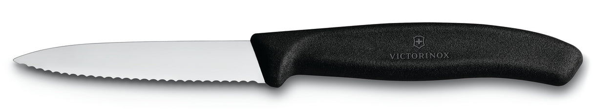 6.7633 - Black Victorinox Swiss Classic Paring Knife, Wavy Edge 8cm