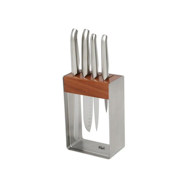 27112 - Furi-Pro Clear/Wood/Steel 5Pc Block Set 9/15/17/20Cm(41346) (Sold in sets of 2)