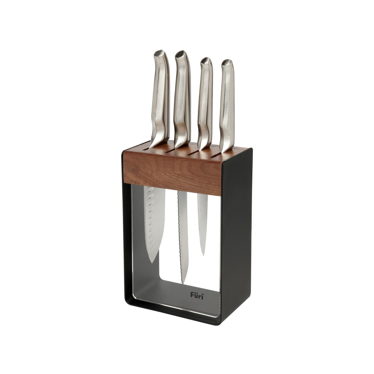27125 - Furi Pro Wood/Acrylic Knife Block 5Pc 41357 Paring Bread | Sets of 2 Hospitality Catering