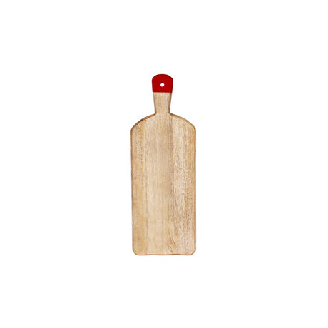 Mangowood Rect Serving Board Footed W/Red Hdl 500X180X40Mm
