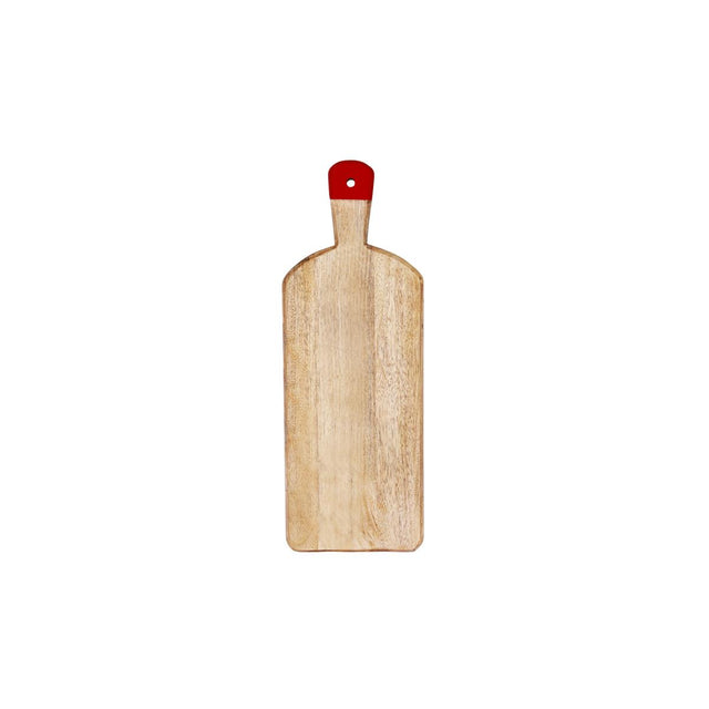 Mangowood Rect Serving Board Footed W/Red Hdl 500X180X40Mm