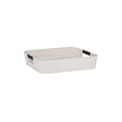 78830 - Coney Isl-Galvanised Creme Powder Coated Tray with Leather Handle (Sold in sets of 6)