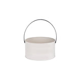 78840 - Coney Isl-Galvanised Creme P/C Round Pail Lhr Hdl 285x150mm (Sold in sets of 6)