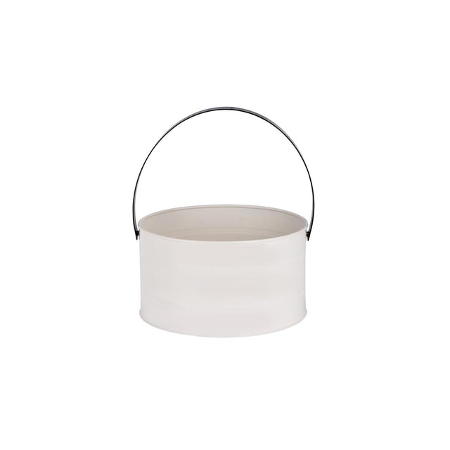 78840 - Coney Isl-Galvanised Creme P/C Round Pail Lhr Hdl 285x150mm (Sold in sets of 6)