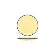 Jab Vintage Yellow/Blue Rim Enamel Look Round Plate 190Mm