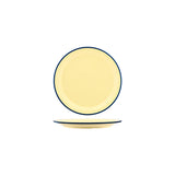 Jab Vintage Yellow/Blue Rim Enamel Look Round Plate 190Mm
