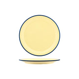 Jab Vintage Yellow/Blue Rim Enamel Look Round Plate 255Mm