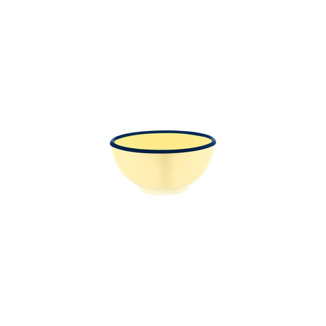 Jab Vintage Yellow/Blue Rim Enamel Look Round Bowl 125X60Mm
