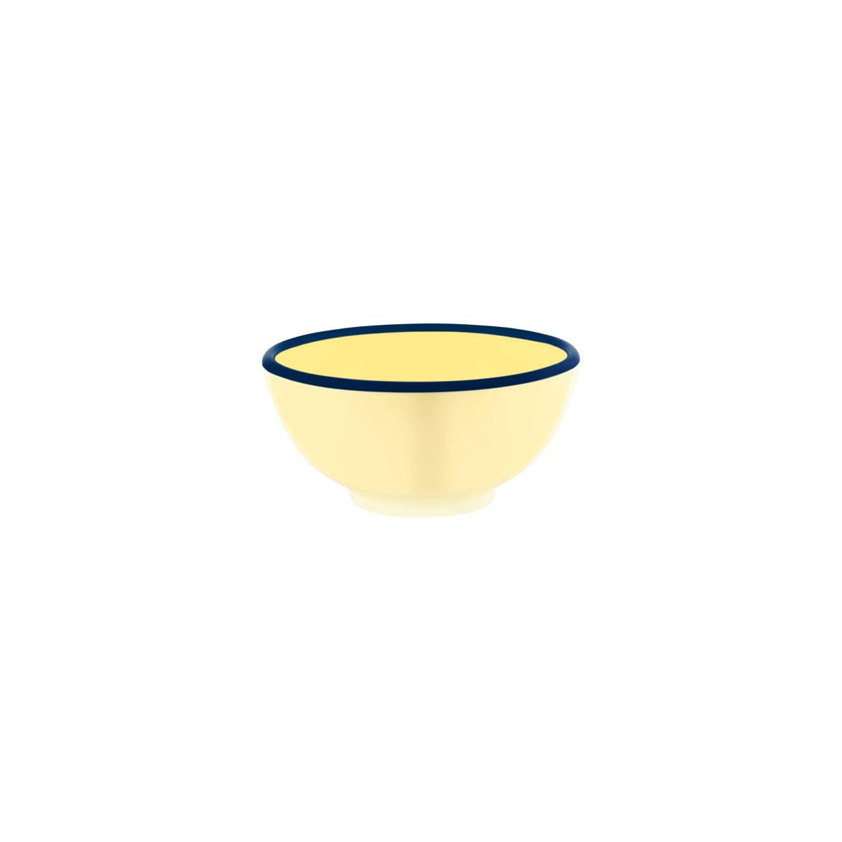 Jab Vintage Yellow/Blue Rim Enamel Look Round Bowl 150X70Mm