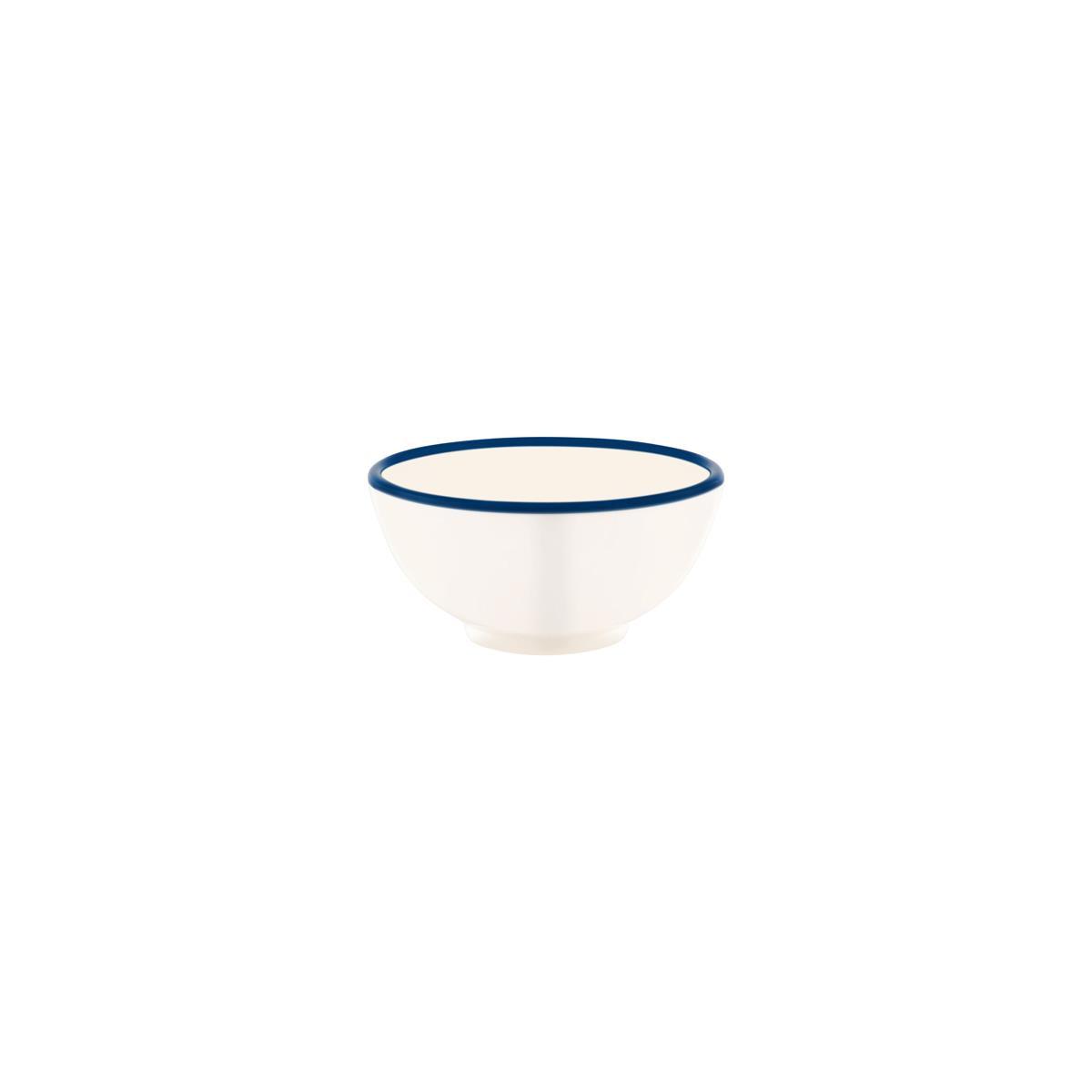 Jab Vintage Cream/Blue Rim Enamel Look Round Bowl 125X60Mm