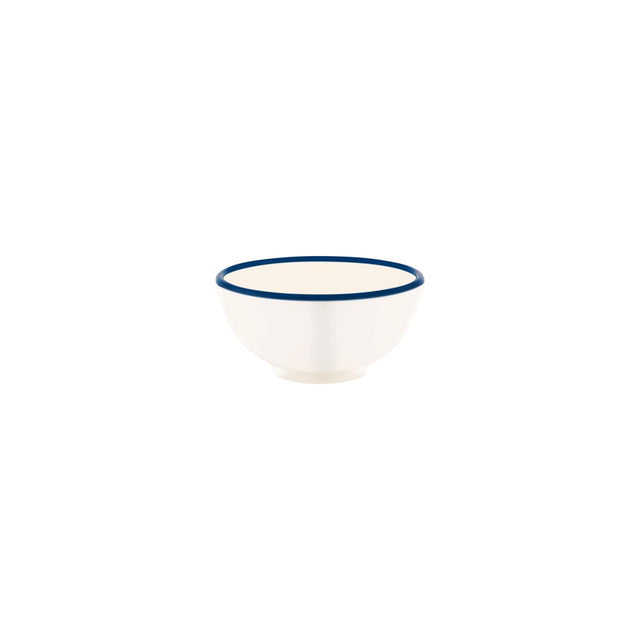 Jab Vintage Cream/Blue Rim Enamel Look Round Bowl 125X60Mm