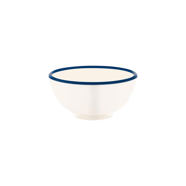 Jab Vintage Cream/Blue Rim Enamel Look Round Bowl 175X80Mm