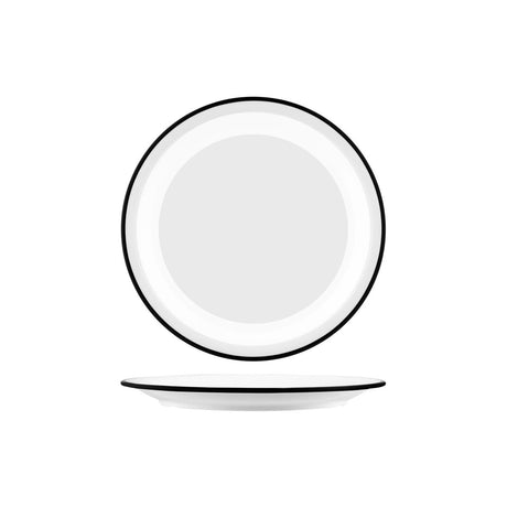Jab Vintage White/Black Rim Enamel Look Round Plate 255Mm