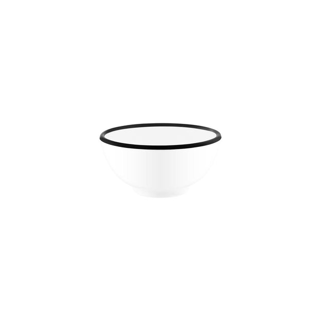 Jab Vintage White/Black Rim Enamel Look Round Bowl 150X70Mm