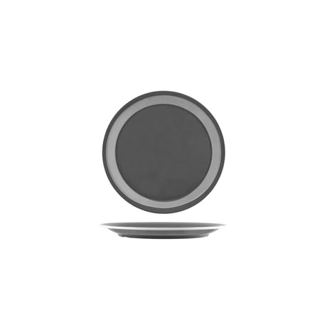 Jab Vintage Grey/White Rim Enamel Look Round Plate 190Mm