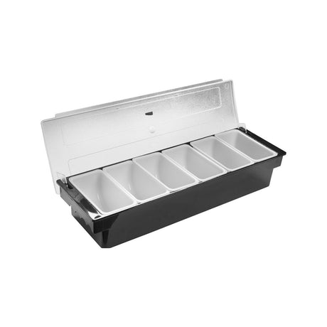 Jiwins Condiment Holder 6-Comp Black Pc/Pp/Abs 500X160X90Mm