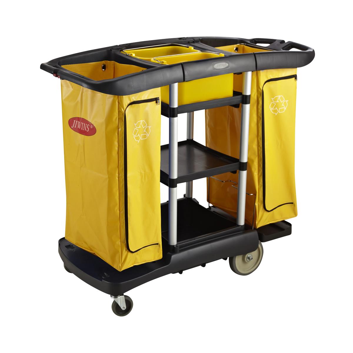 Jiwins High Capacity Cleaning Cart Black Pp 1301x575x1129mm