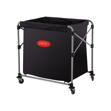 Jiwins Collapsible Laundry Cart W/300Lt Vinyl Bag Black