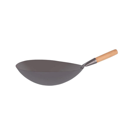 Chef Inox Wok Cast Iron W/Wooden Hdl 355Mm