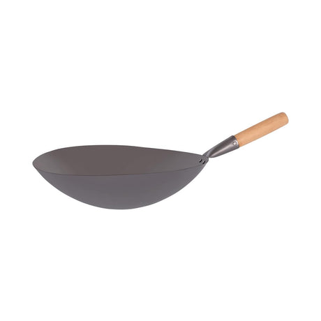 Chef Inox Wok Cast Iron W/Wooden Hdl 380Mm