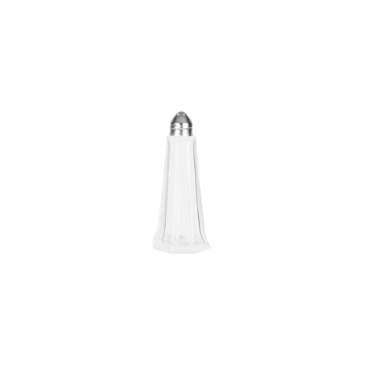 Chef Inox Salt & Pepper Shaker Tower Glass W/S/S Lid 115mm DOZ of 2 (Sold in sets of 2)