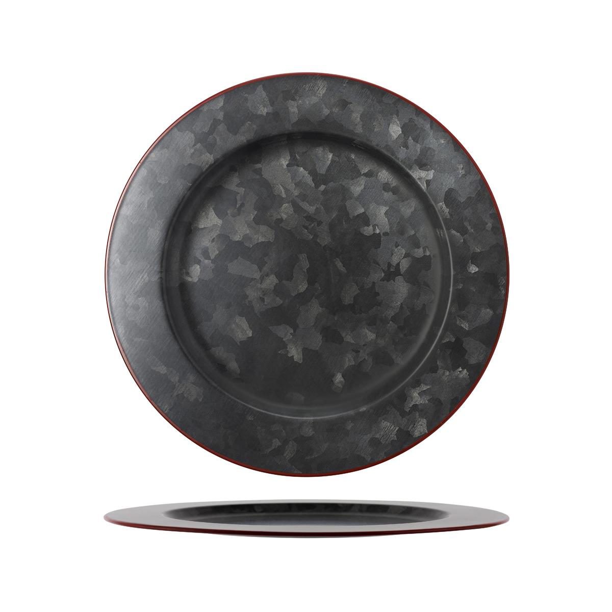 Chef Inox Coney Is Galv Black Round Plate Wide Rim 280Mm Red