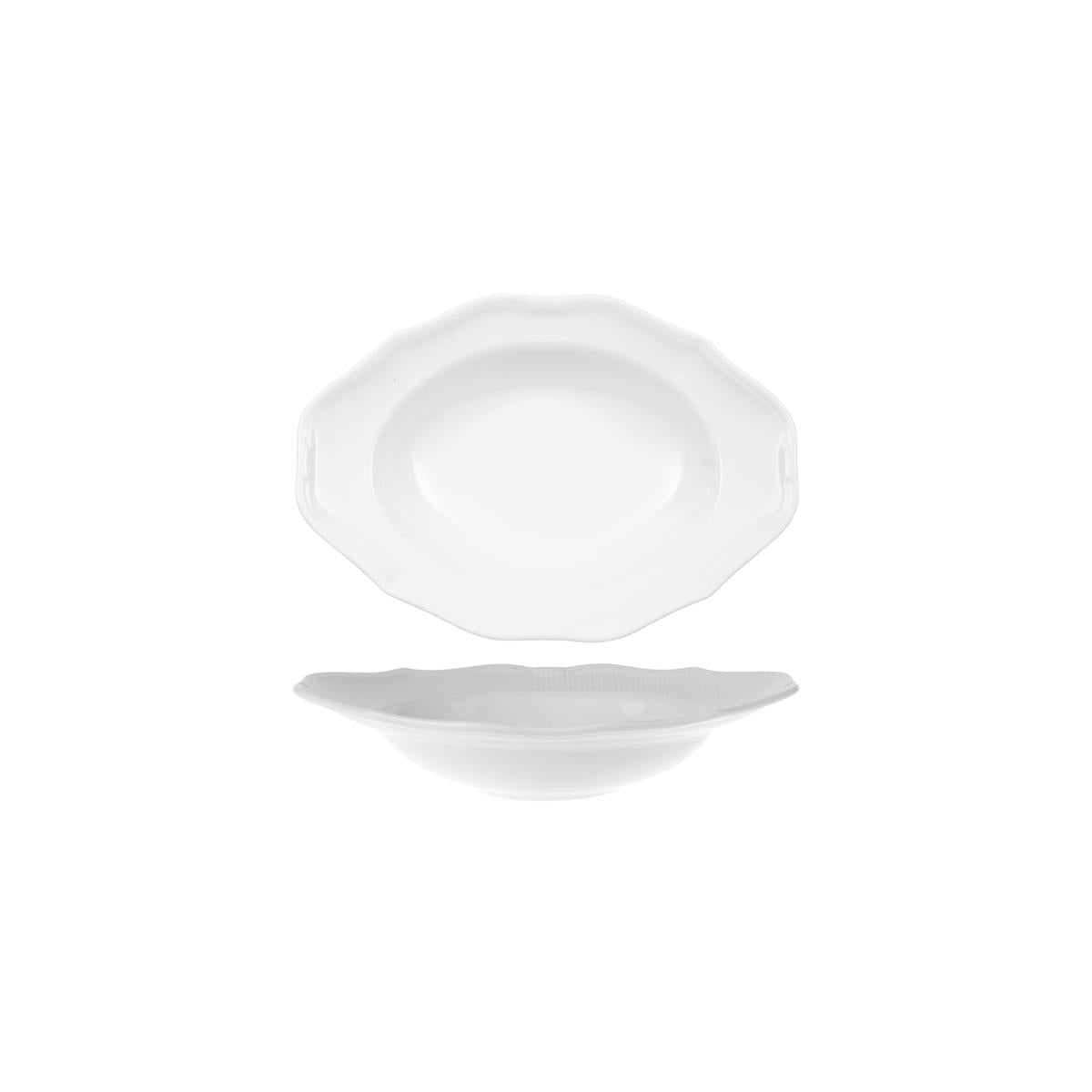 V&B La Scala Oval Deep Plate W Rim White (Sold in sets of 6)